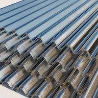 Galvanised corrugated roofing sheet, profiled and stacked