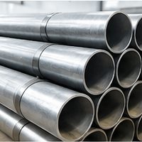 Galvanised pipe stacked