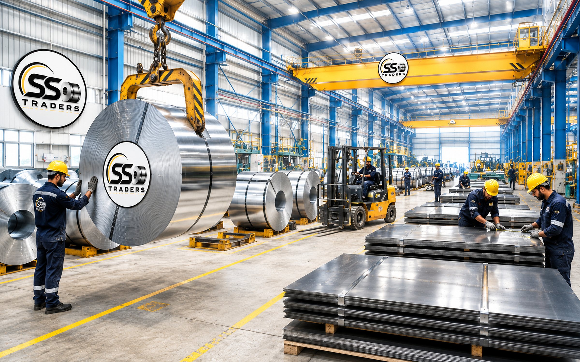 Coil, plate and sheet across the SS Traders floor in Karachi