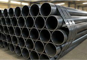 Mild steel round pipe stacked